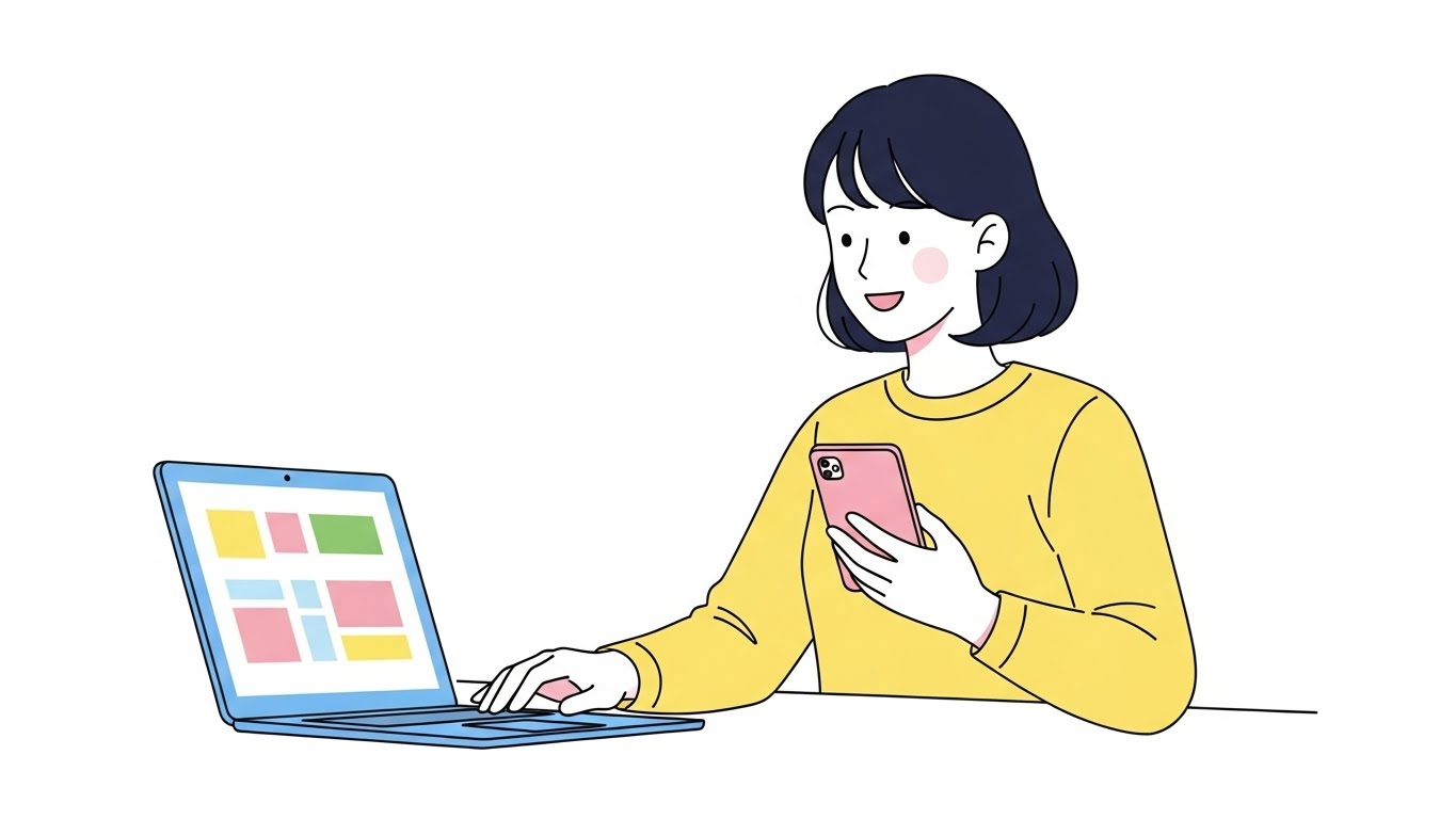 노트북과 스마트폰으로 온라인 신청을 진행하는 여성이 단계별로 체크하는 장면, 여성창업지원금은 신청 절차를 순서대로 따라야 승인 가능성이 높습니다.