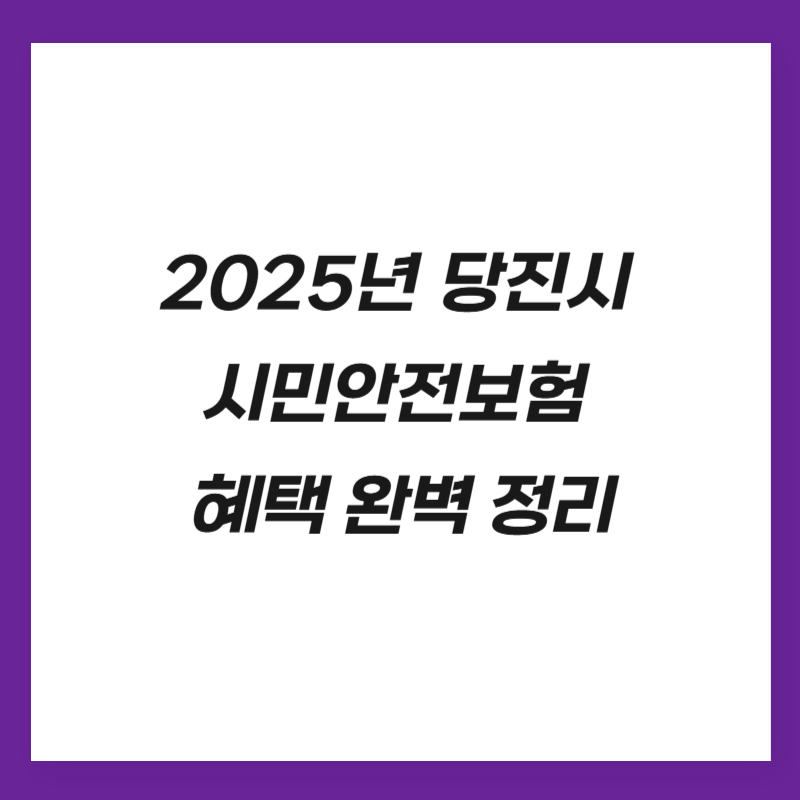 2025년 당진시 시민안전보험 혜택 완벽 정리