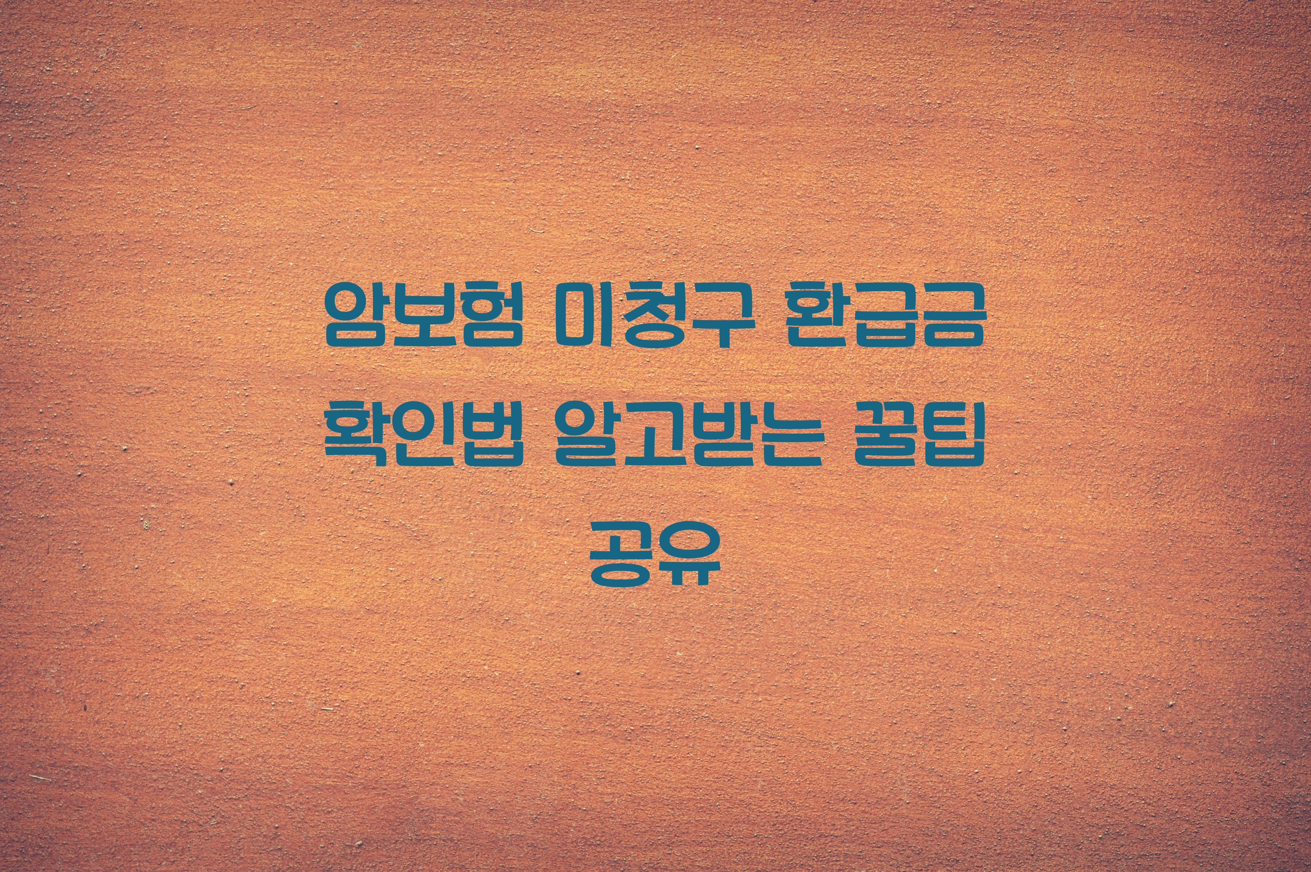 암보험 미청구 환급금 확인법