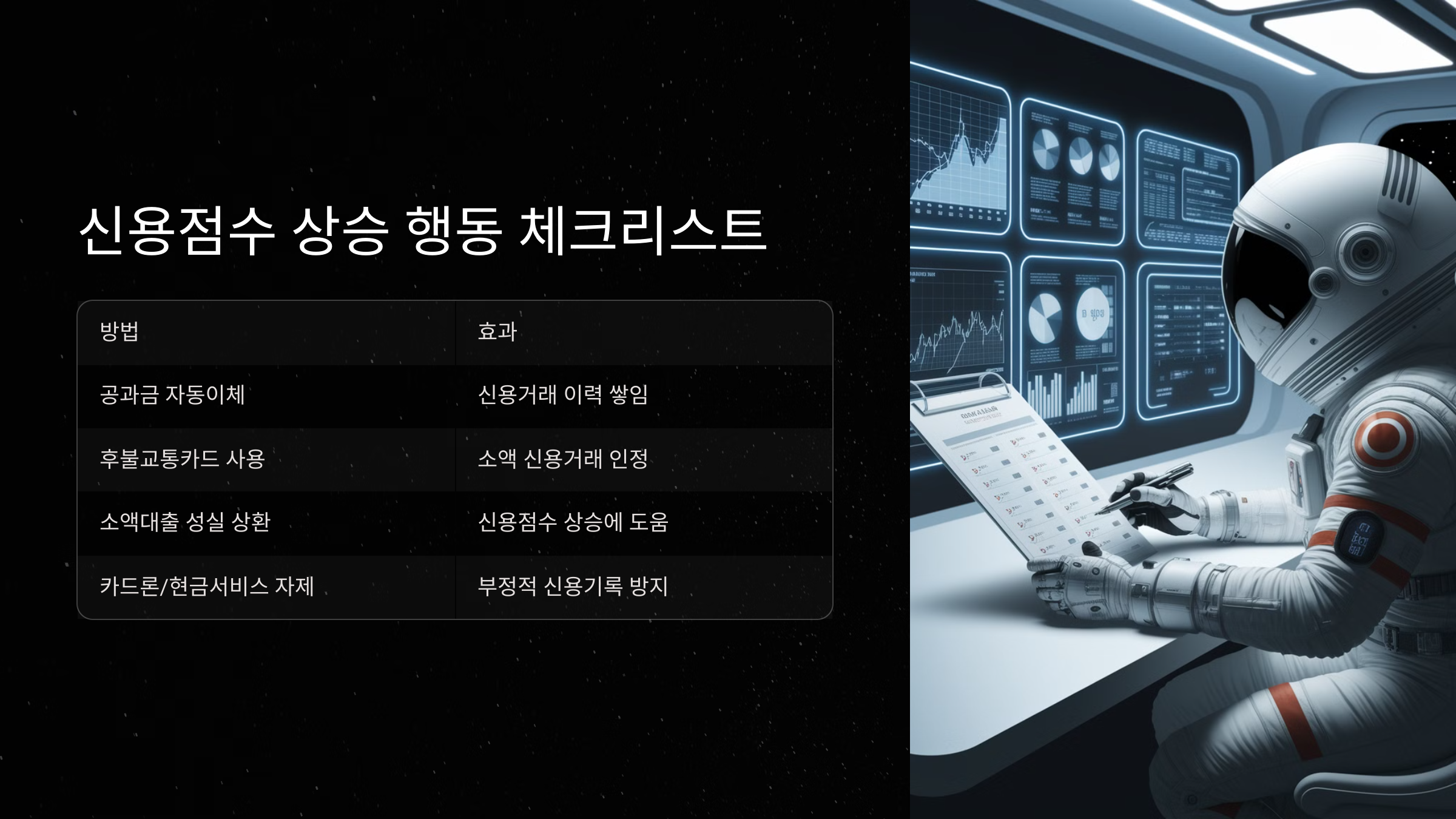 신용점수 상승을 위한 행동 체크리스트