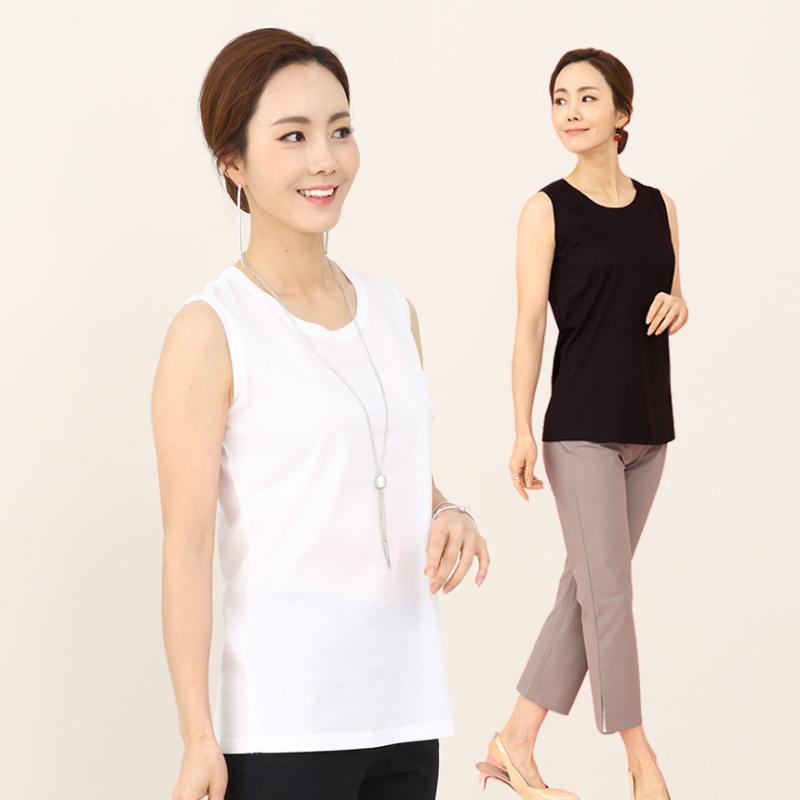 애비뉴투지 엄마옷 감촉 여름 실켓 면 민소매 티셔츠 50대 60대 A04014