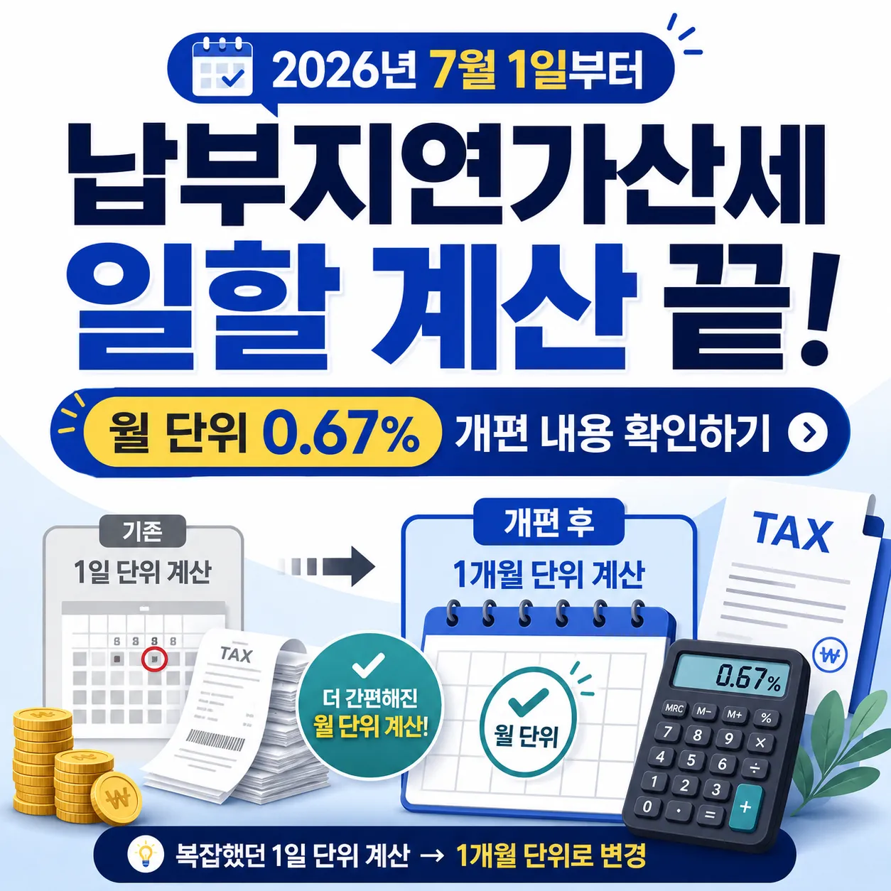 2026년 7월 1일부터 개편되는 납부지연가산세 월 단위(0.67%) 산출 방법 안내 썸네일