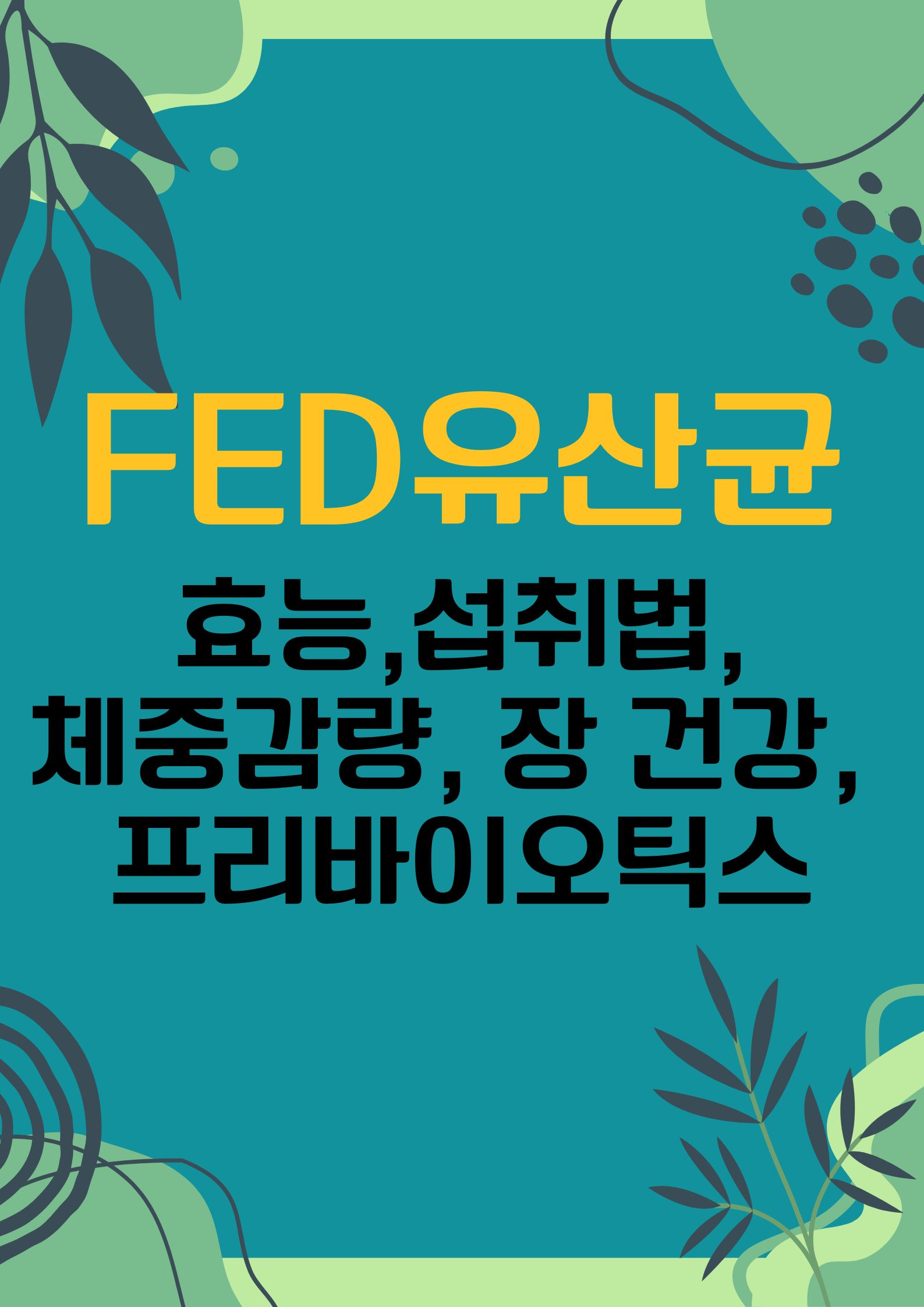 FED유산균 (효능, 올바른 섭취법, 체중 감량, 장 건강, 프리바이오틱스의 완벽한 조화)
