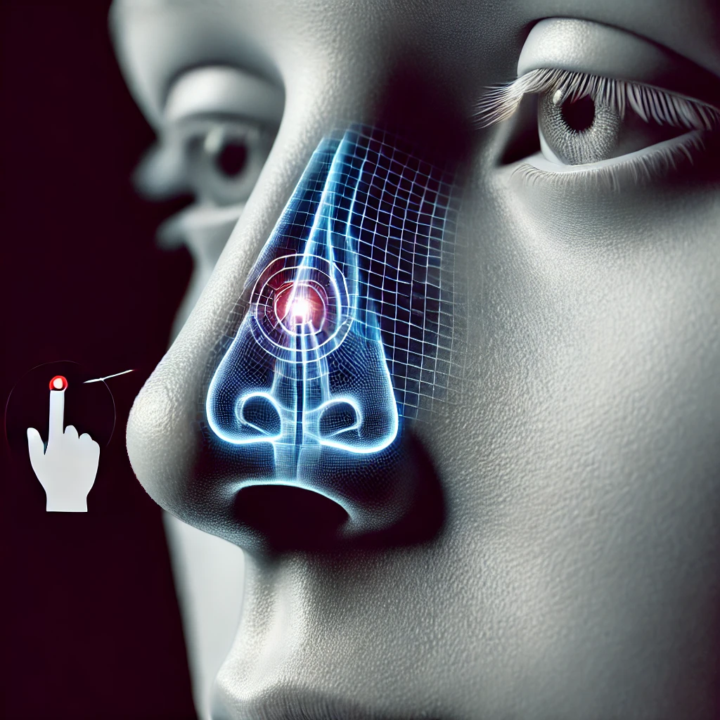 콧등을 손가락으로 지그시 눌러주기