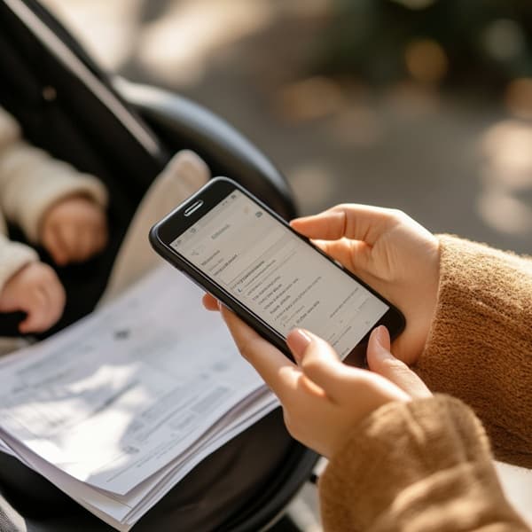 모바일로 부모급여를 신청하는 장면을 표현한 이미지