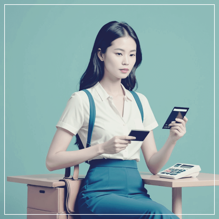 신용카드를 들고 고민하는 여성