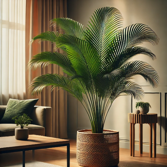 실내에 큰 야자수나무 같은 화분모습