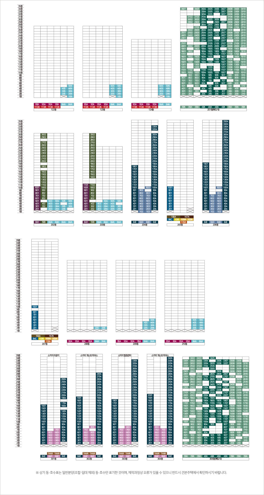올림픽파크 포레온 동호수 배치도