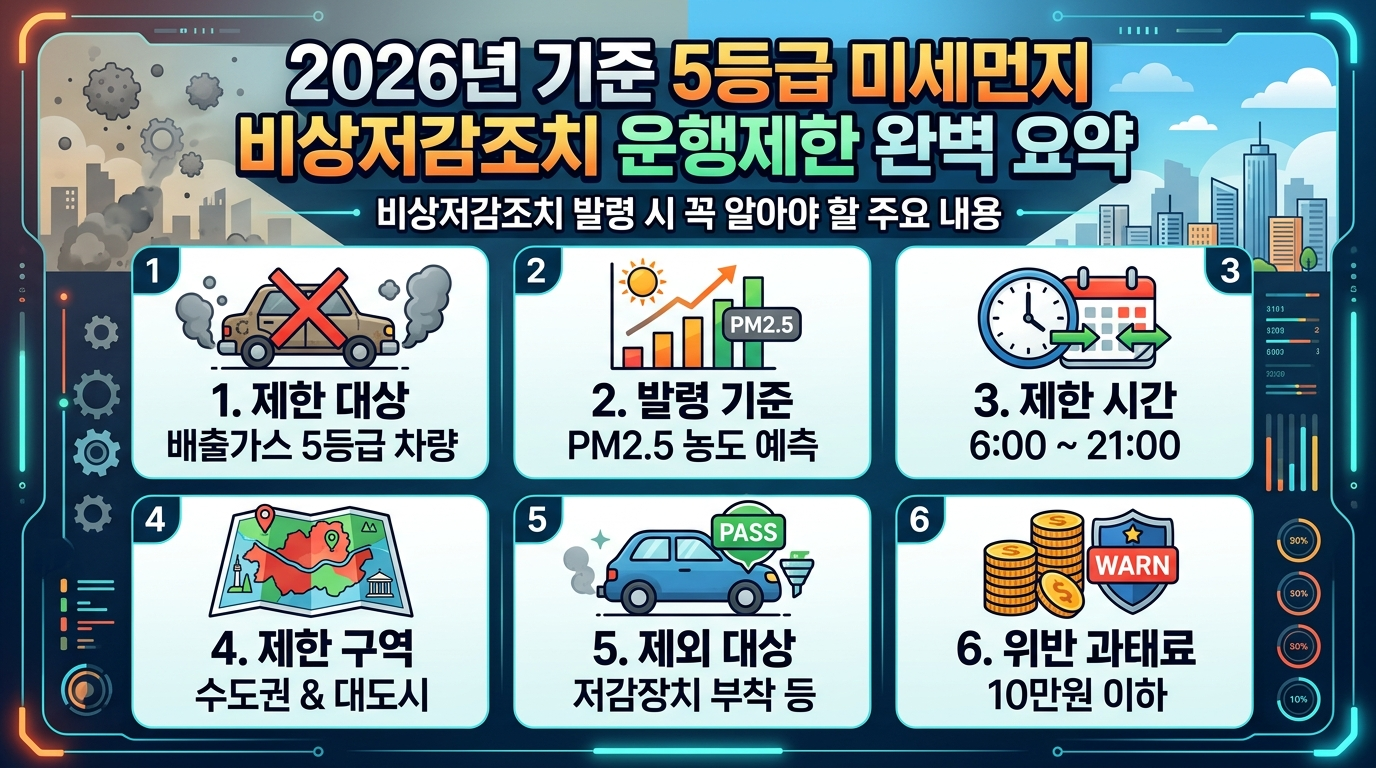미세먼지 비상저감조치 5등급 차량 운행제한, 2026년 기준 완벽 정리