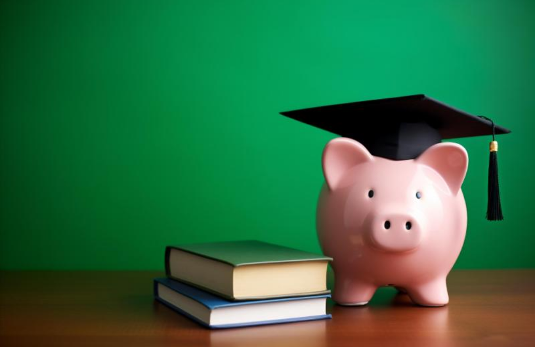 돼지저금통이 졸업 학사모를 쓰고 있다.