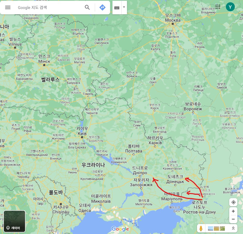 러시아 남부 전선의 주요 보급로인 로스토프나도누