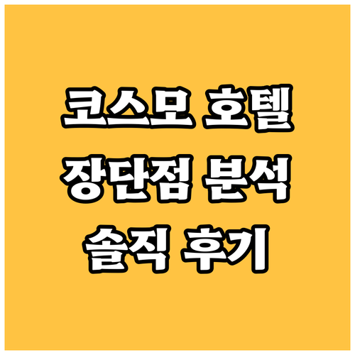 코스모 호텔 팰리스 숙박 후기 장단점