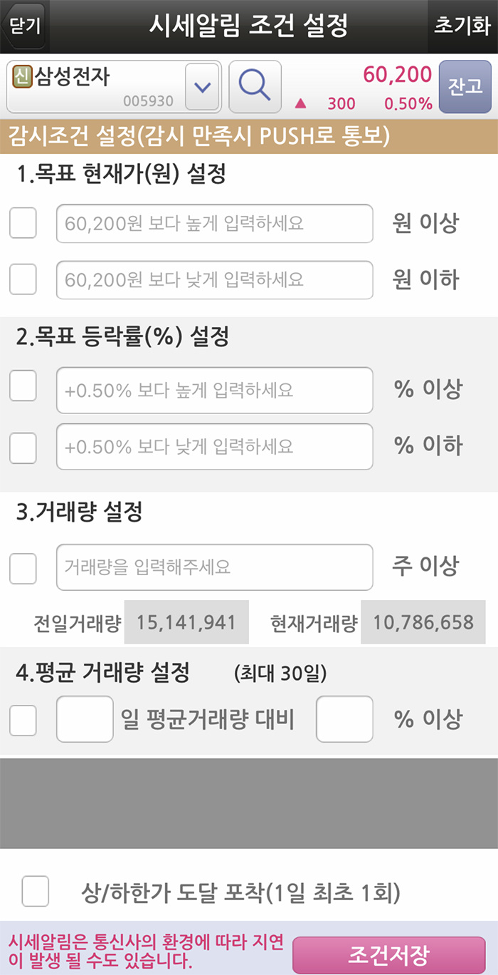 키움증권-시세알림-조건-설정