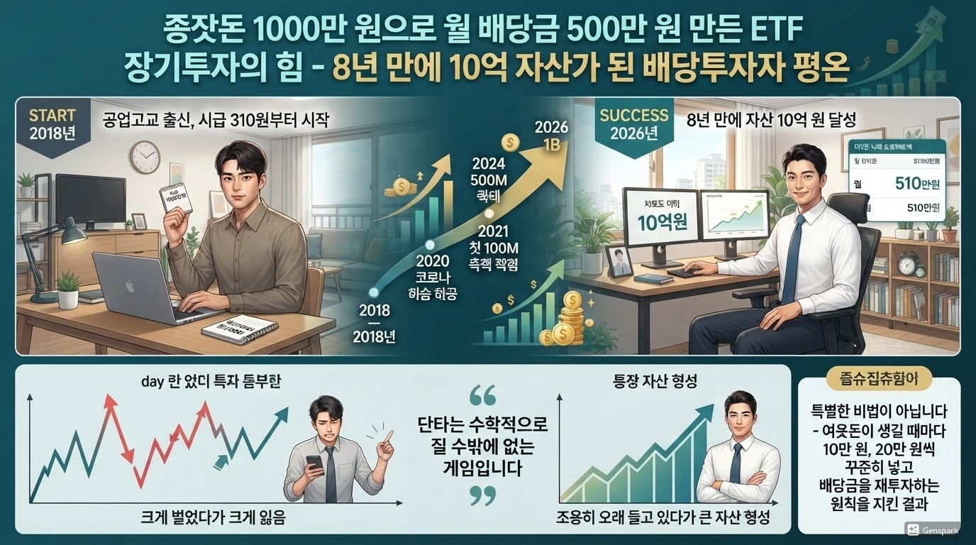 종잣돈 1000만 원으로 월 배당금 500만 원 만든 ETF 장기투자의 힘