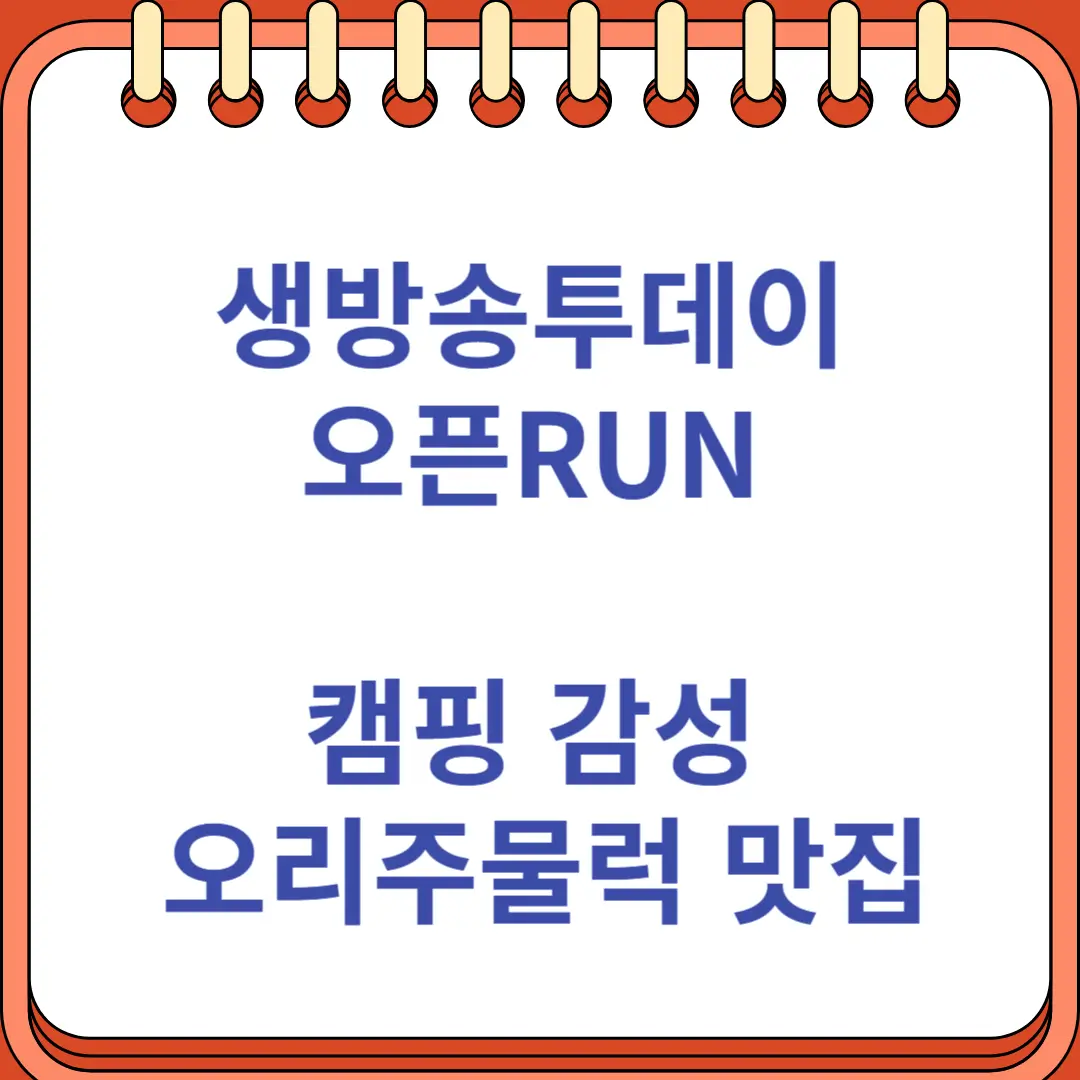 생방송투데이 오픈RUN 캠핑 감성 오리주물럭 오리로스 맛집