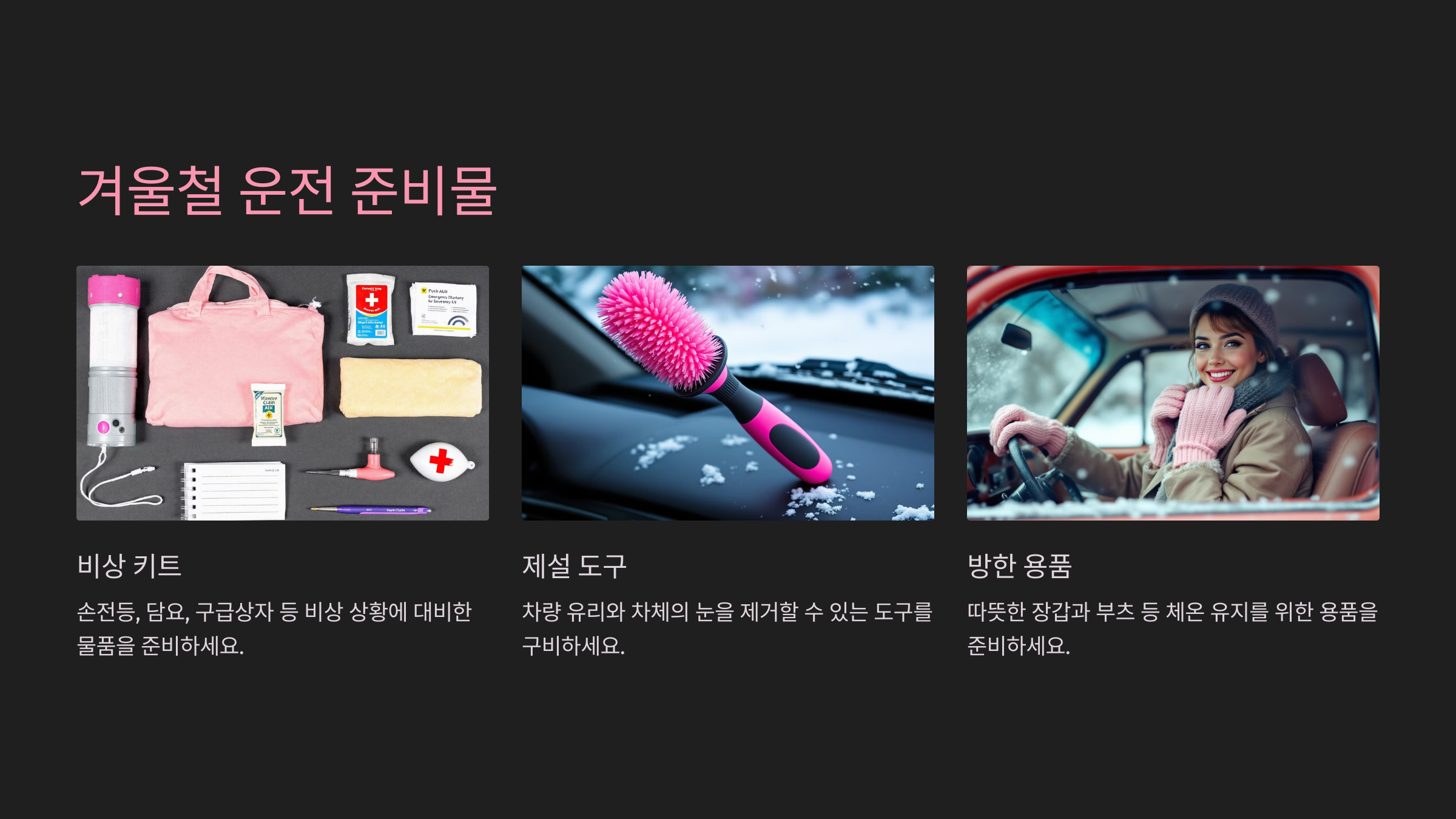 겨울철 운전 준비물