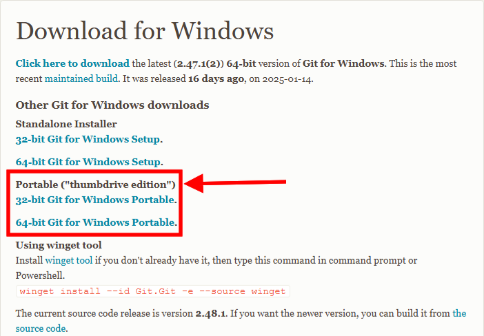 Git Portable 다운로드