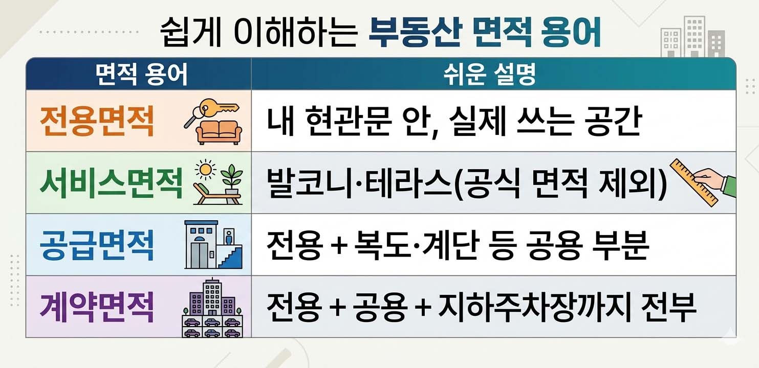 부동산 면적의 설명-전용·서비스·공급·계약면적