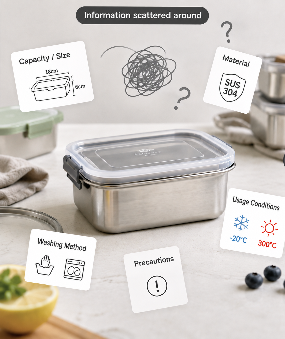A layout with scattered purchase details