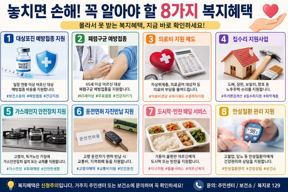 놓치면 손해!꼭 알아야 하는즌 복지혜택 8가지