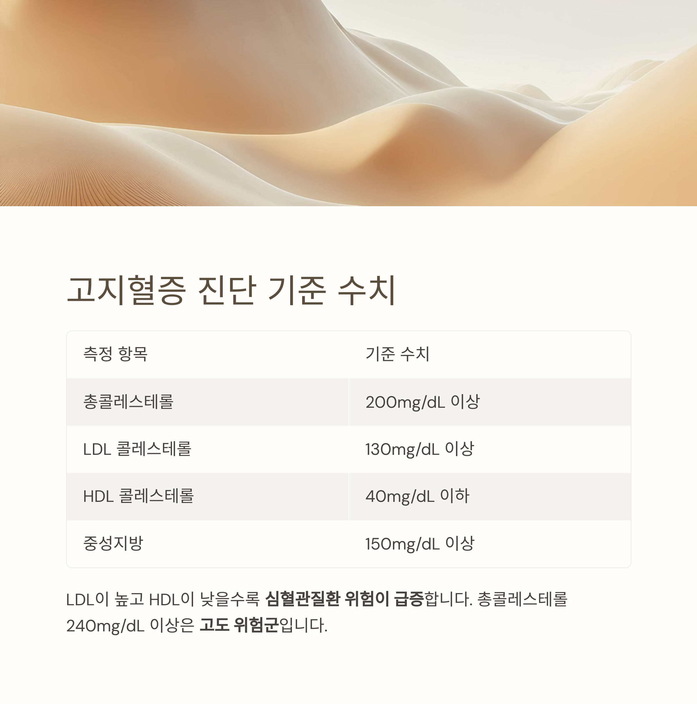 고지혈증 진단 기준 수치