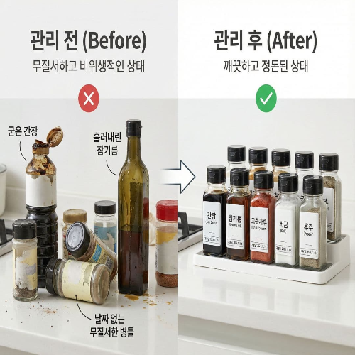 주방 양념통&middot;조미료 정리, 유통기한 관리하고 위생적으로 보관하는 법
