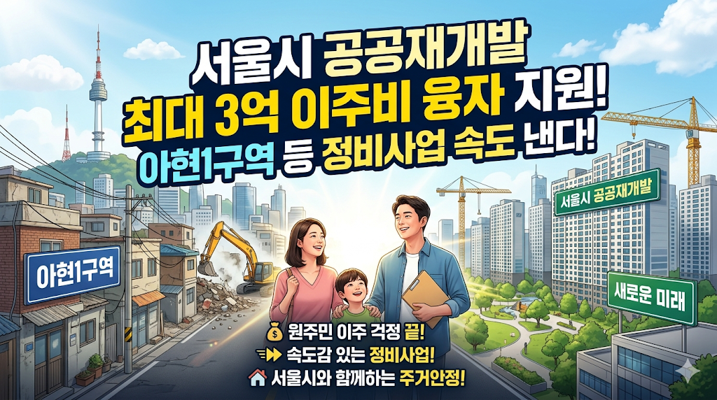 서울시 이주비 융자 지원: 공공재개발 최대 3억, 아현1구역 등 정비사업 속도 낸다