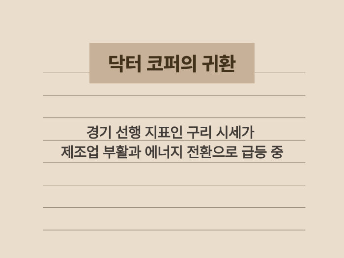 경기 선행 지표로서의 구리 역할과 최근 시세 급등 원인 요약 이미지
