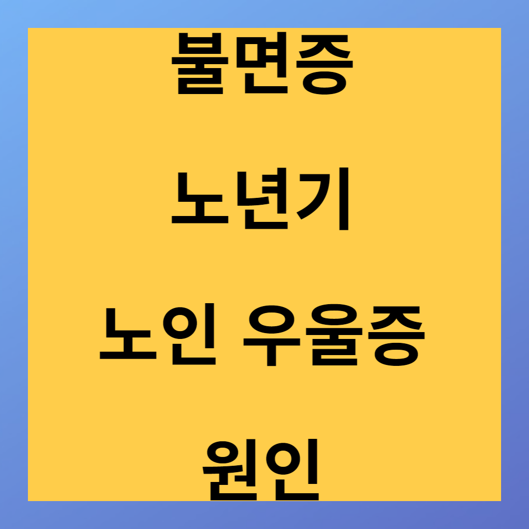 노년기 노인 우울증 증상 원인 불면증