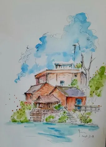 아크릴물감으로 어반스케치 그리기 파주 프로방스 카페로즈에서_5