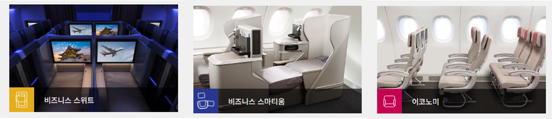 아시아나항공 좌석, 아시아나항공 좌석배치도
