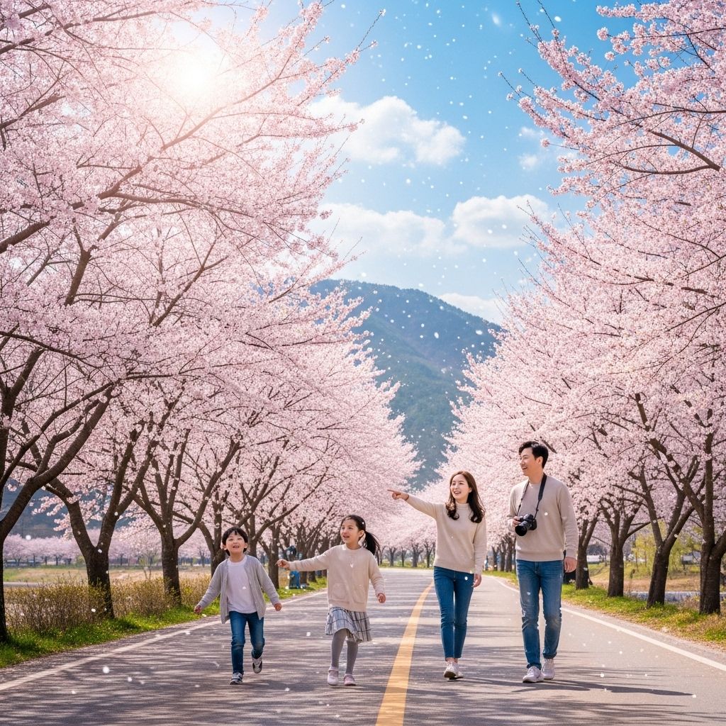 경차 유류비 환급, 벚꽃길에서 가족과 함께
