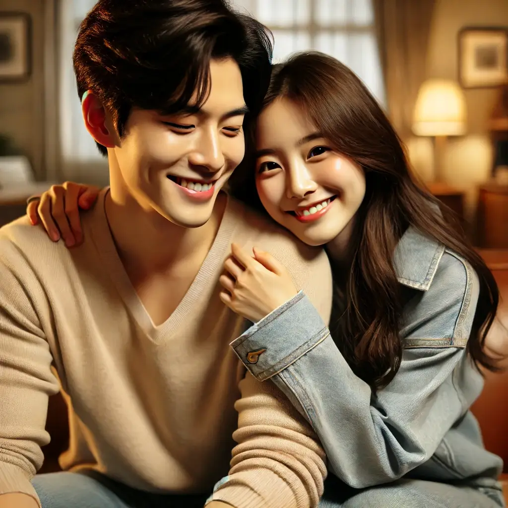 행복해 하는 젊은 부부