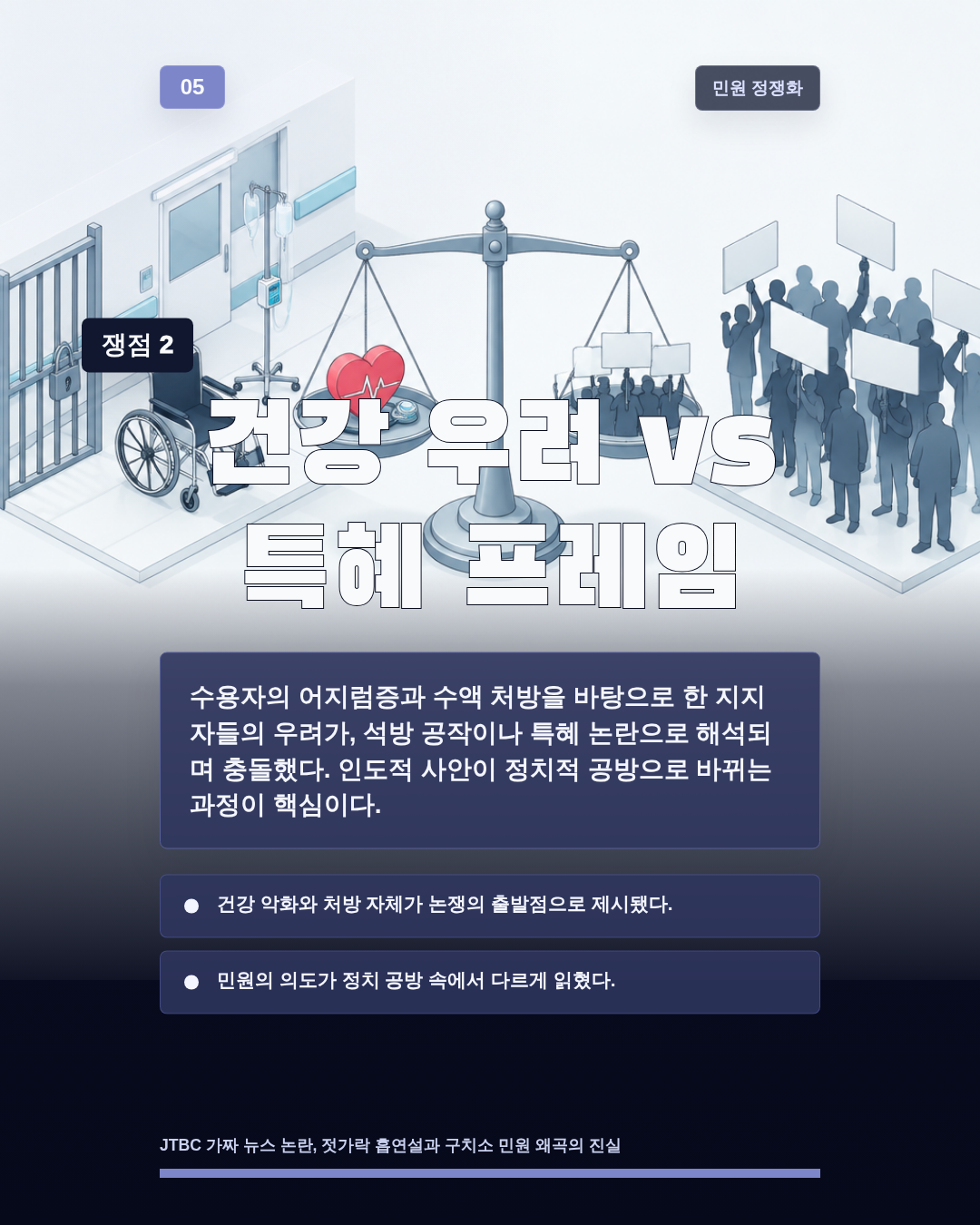 건강 우려 vs 특혜 프레임