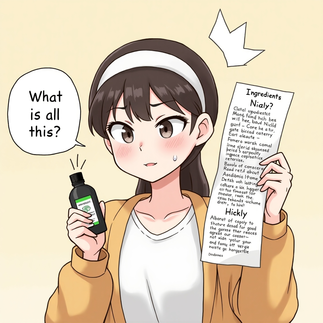 화장품 성분표를 들여다보는 여성