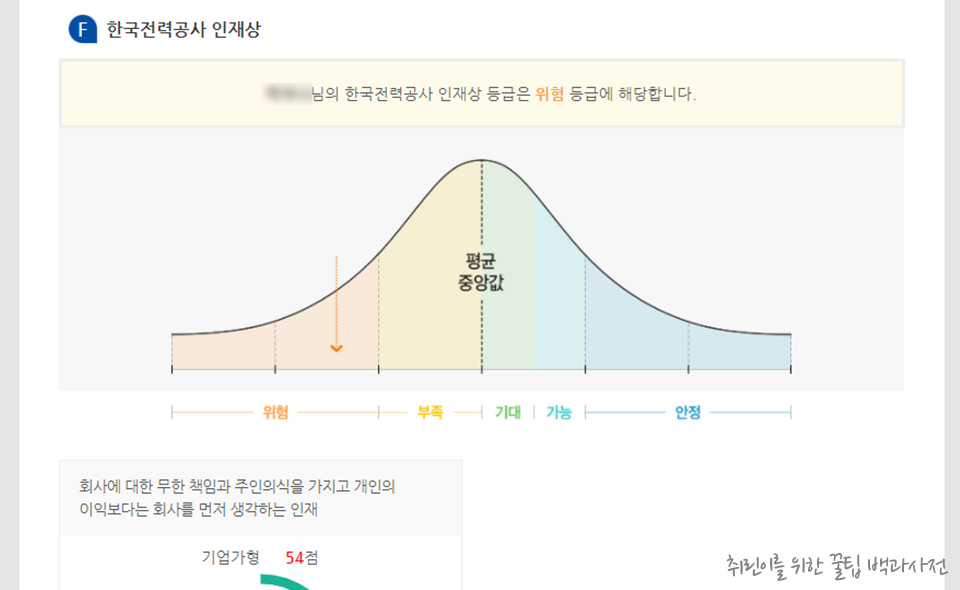 한전 인성검사 후기 - 인재상 등급 결과