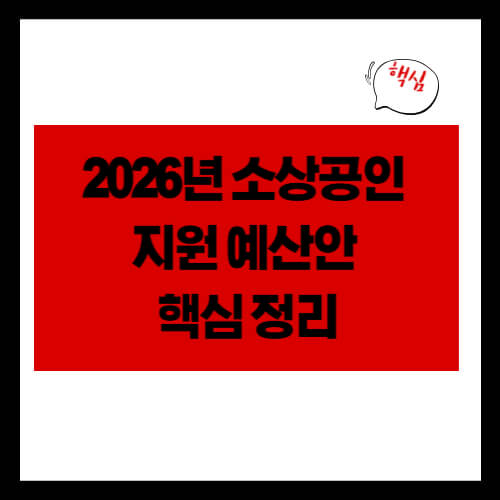 2026년 소상공인 지원 예산안 핵심 정리 – 꼭 챙겨야 할 지원 혜택