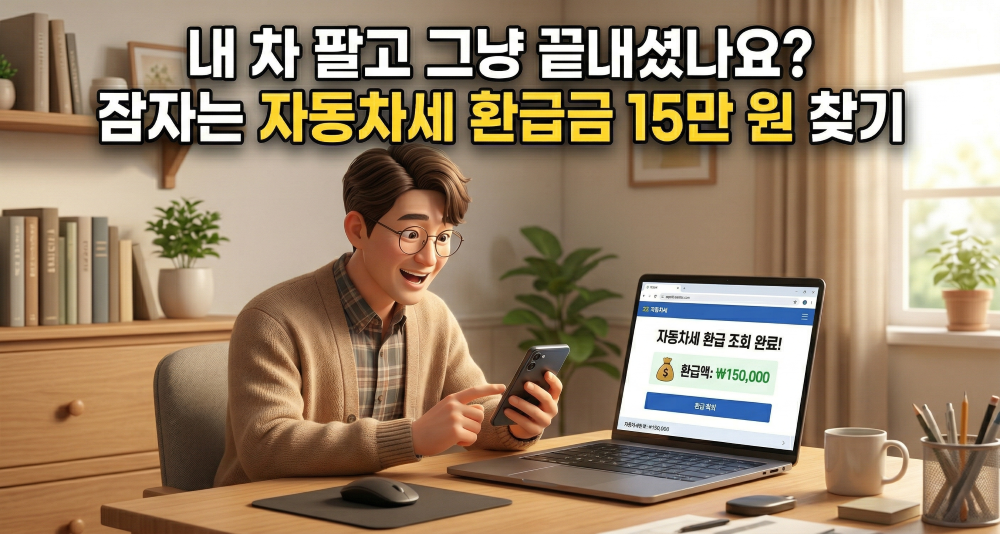 자동차세 환급 받는 방법 설명하는 모습을 표현한 블로그 캐릭터 이미지