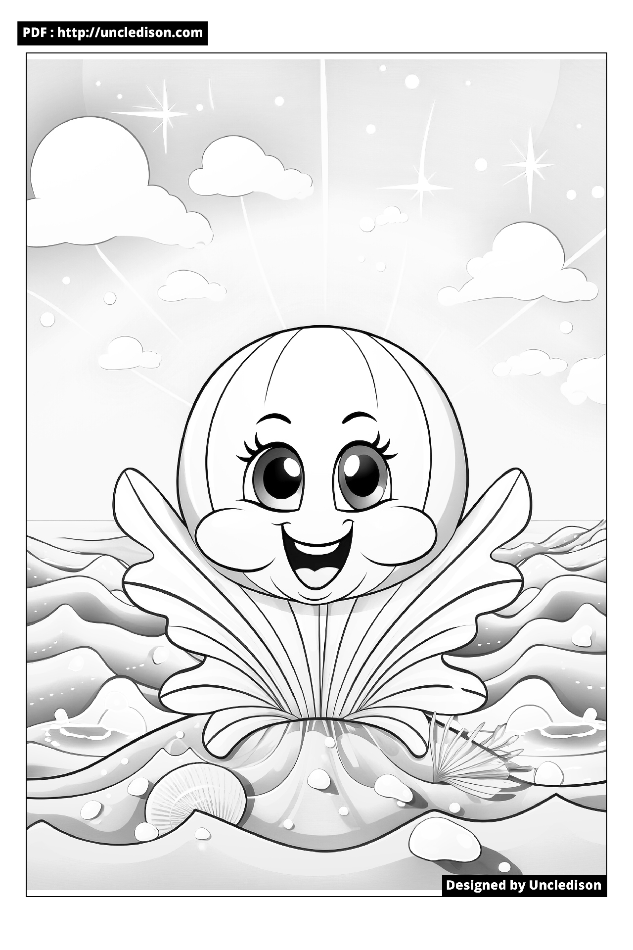 색칠공부도안 귀여운 동물 캐릭터 조개 어른 어르신