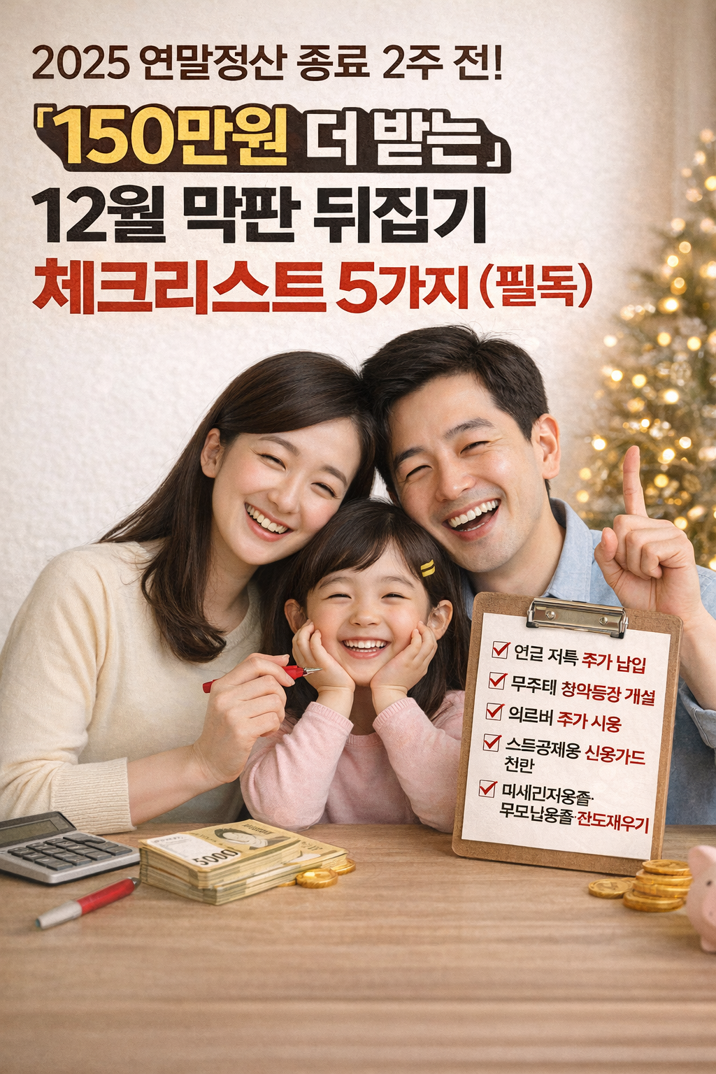 2025 연말정산 종료 2주 전! "150만원 더 받는" 12월 막판 뒤집기 체크리스트 5가지