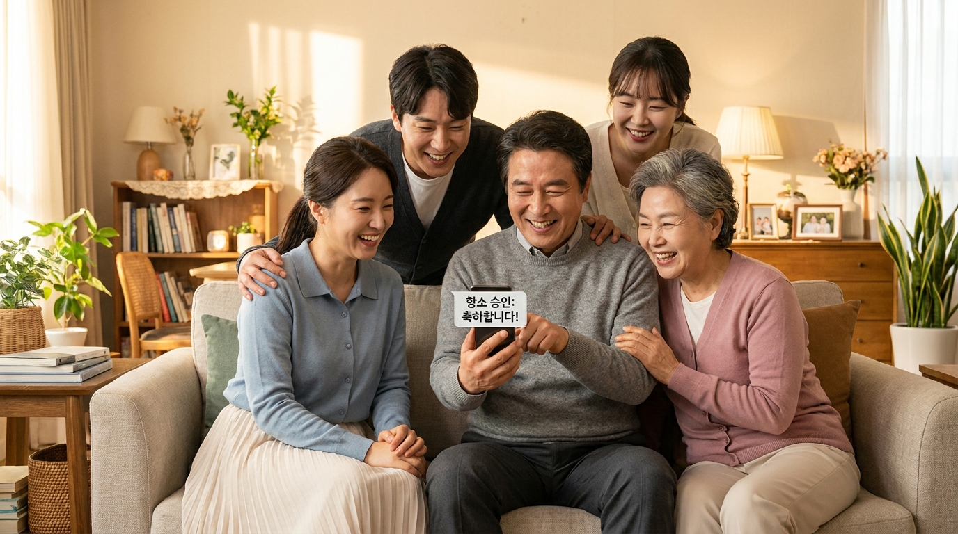 이의신청 성공 후 지원금을 수령하게 된 가족의 모습