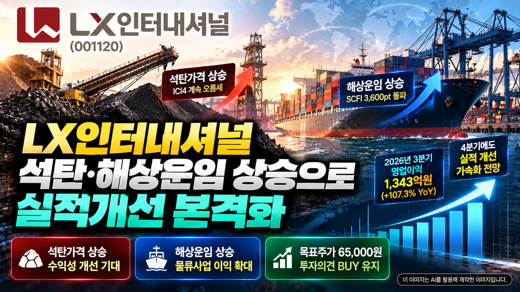 LX인터내셔널 기업분석, 석탄가격과 해상운임 상승에 따른 자원·물류사업 수익성 개선 및 2026년 3분기 영업이익 1,343억원, 4분기 실적 성장 전망