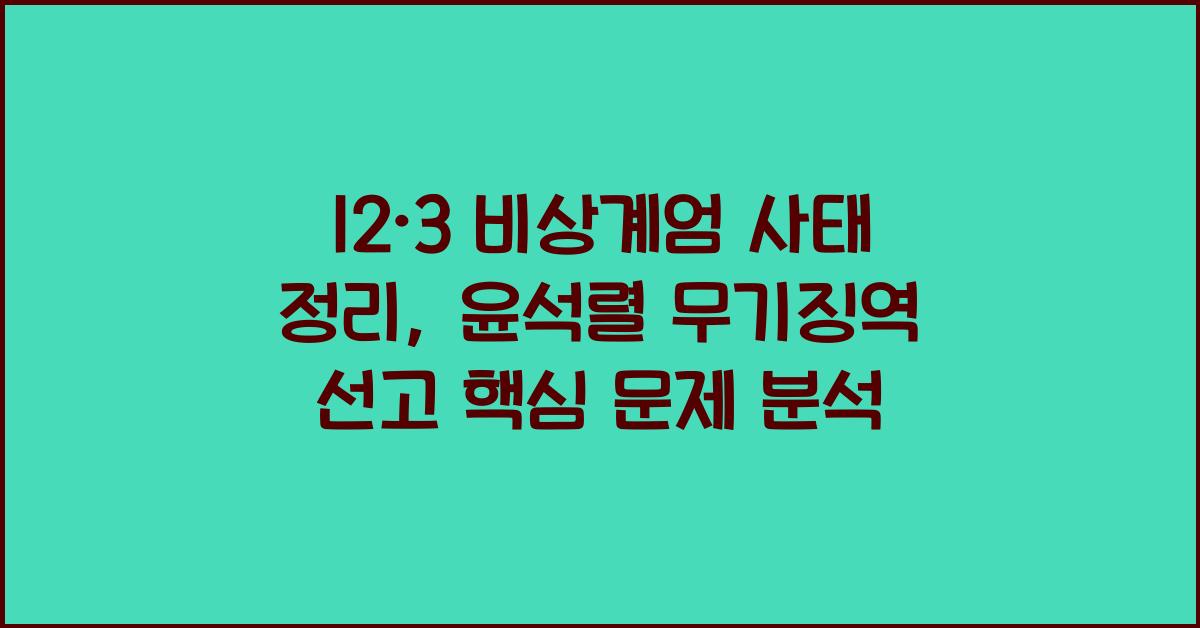 12·3 비상계엄 사태 정리: 윤석렬 무기징역 선고로 본 문제점