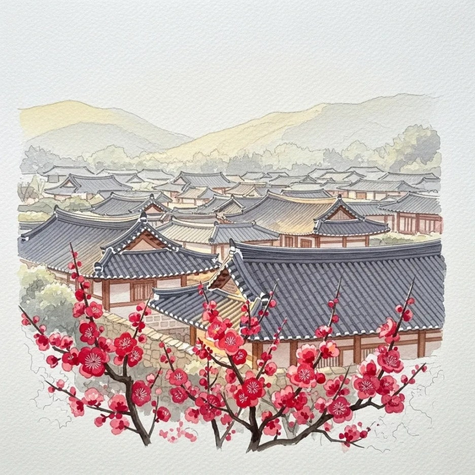 은은한 빛 속 피어난 순천 홍매화 마을