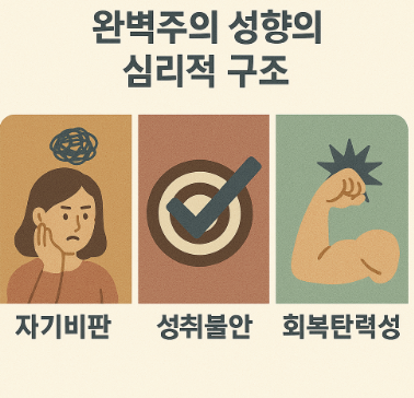 완벽주의 성향의 심리적 구조 (자기비판, 성취불안, 회복탄력성)