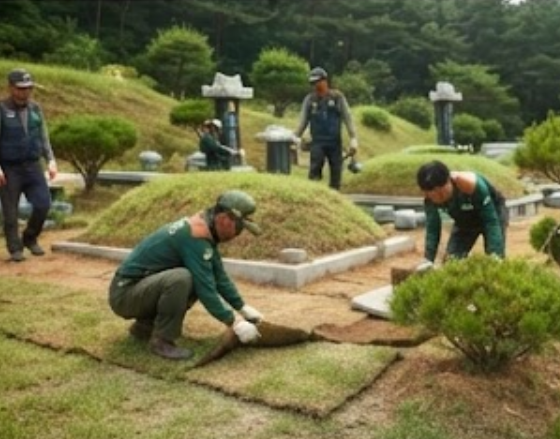 묘역 조경 작업