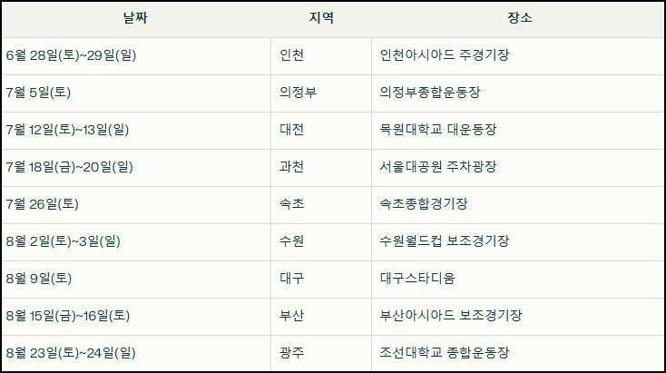 싸이흠뻑쇼 일정