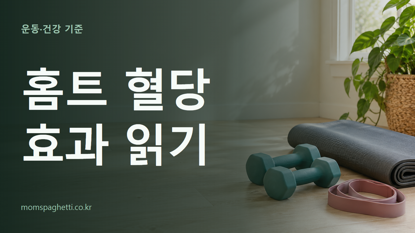 홈트 혈당 효과 읽기 주제의 설명용 AI 생성 이미지와 제목 문구
