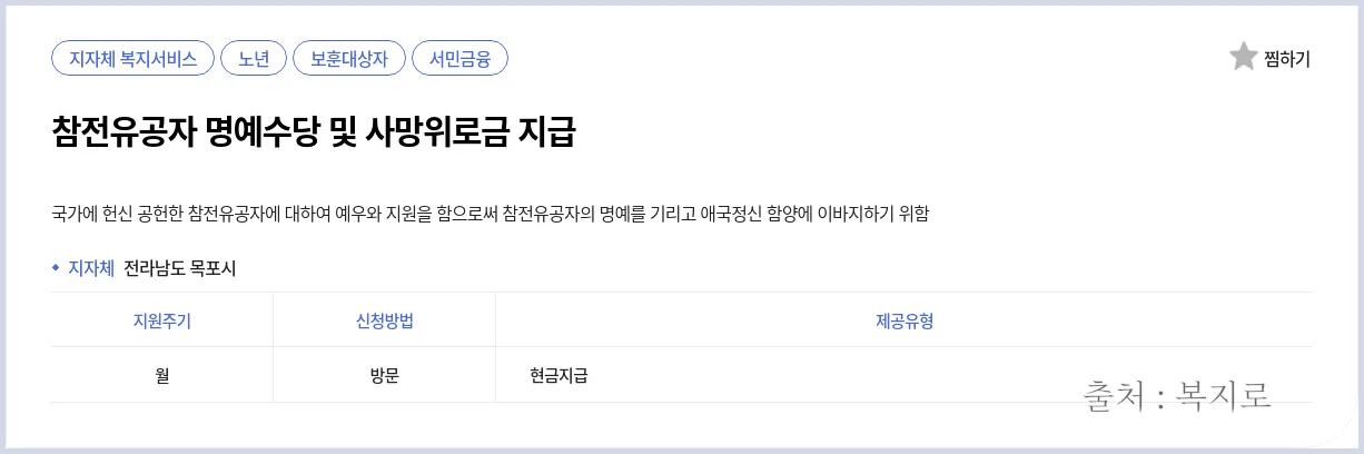 참전유공자 지원