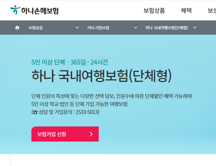 국내 여행보험 단체형
